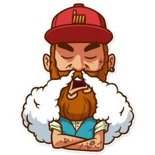 😤 homme, barbe, fumée, dessin animé, chapeau whatsapp sticker