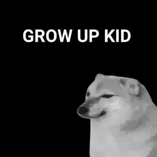 🙂 GROW UP KID meme, doge, tumbuh dewasa, anak, sarkastik, meme internet whatsapp sticker