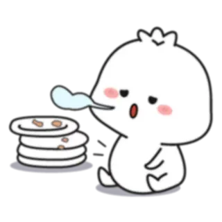 🍗 empanadilla, comida, dibujos animados, lindo, agotado, platos, comida whatsapp sticker