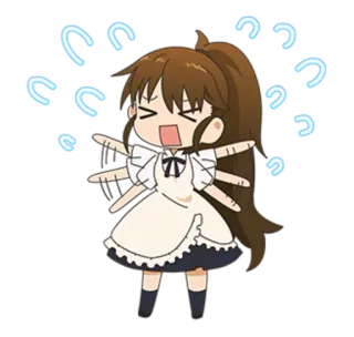 😫 Anime, Cartoon, Points d'interrogation, Confus, Servante, Chibi telegram sticker