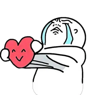 🐙 menangis, hati, sedih, cinta, kartun telegram sticker