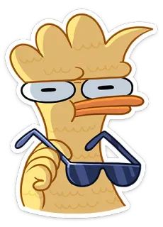 🙄 Dibujos animados, Pato, Gafas de sol, Sarcástico, Pájaro, Amarillo, Genial whatsapp sticker