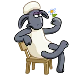 😌 Shaun the Sheep ovelha, desenho animado, animal, sentado, flor whatsapp sticker