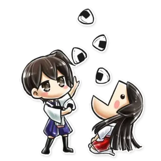 🎩 chibi, rice balls, cartoon, cute, illustration telegram sticker