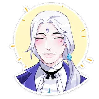 😊 สไตล์อนิเมะ, ตัวละคร, ผมขาว, ผู้ชาย, ดิจิทัลอาร์ต telegram sticker