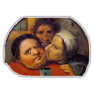 😘 pintura, pintura antigua, arte, selfie, histórico, gracioso, humor telegram sticker