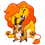 🤗 lion, gazelle, animal, friendship, cartoon telegram sticker