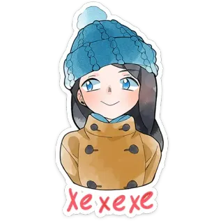 ⭐ xexexe kartun, gadis, musim dingin, topi, mantel telegram sticker