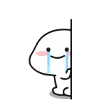 🥲 crying, sad, emotional, cartoon, character, white, tears telegram sticker