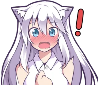 😱 chica anime, exclamación, sorprendido, sonrojo, impactado, kawaii, dibujos animados whatsapp sticker