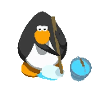 🧹 pinguïn, Club Penguin, sneeuw, ijs vissen, videogame, cartoon telegram sticker