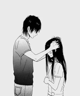 ❤ アニメ, 漫画, カップル, 愛情, 愛, ロマンス, イラスト, 白黒 telegram sticker