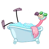 🛁 flamingo, banho, pepino, spa, relaxante, desenho animado, fofo telegram sticker
