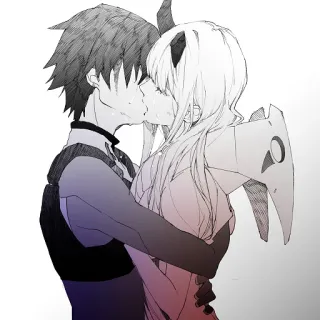 😘 Anime, Paar, Kuss, Romantik, Illustration telegram sticker