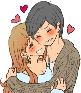 😁 casal, amor, corações, desenho animado, anime telegram sticker