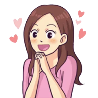 💖 Cartoon, Vrouw, Harten, Liefde, Blij, Schattig telegram sticker