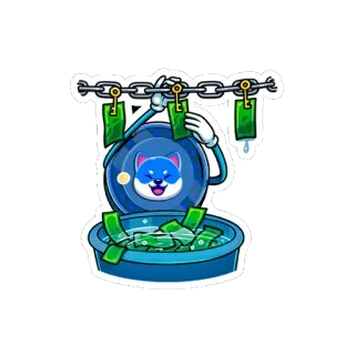🤑 cryptocurrency, money, finance, cartoon, dog, coin whatsapp sticker