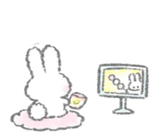 🗑 lapin, mignon, kawaii, dessin animé, autocollant telegram sticker
