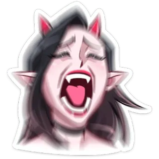 😈 アニメ, 漫画, 吸血鬼, 牙, 叫び, エルフ耳, 猫耳 telegram sticker