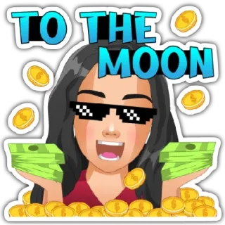 💰 TO THE MOON money, cryptocurrency, investment, success, meme, wealth telegram sticker