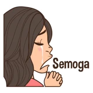 🙏 Semoga triste, llorando, dibujos animados, mujer, oración whatsapp sticker