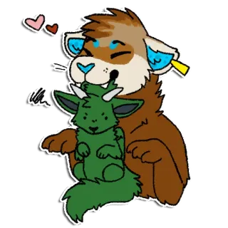 💚 furry, cute, hug, animal, fantasy telegram sticker