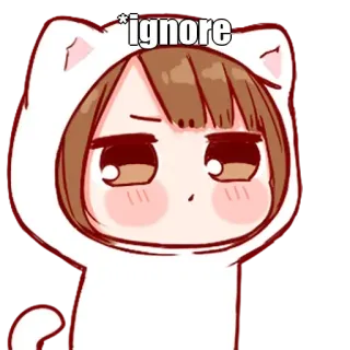 🤔 ignore anime, cartoni animati, ignora, orecchie da gatto whatsapp sticker