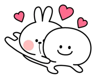 😍 coniglio, amore, cuori, carino, cartoni animati whatsapp sticker