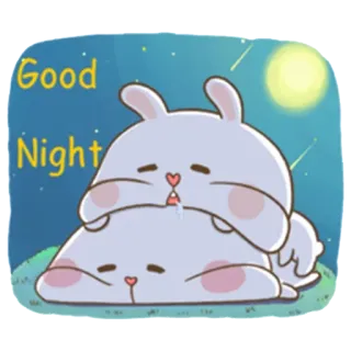 😴 Good Night coelho, coelhinho, boa noite, sono, noite, lua, fofo, desenho animado whatsapp sticker