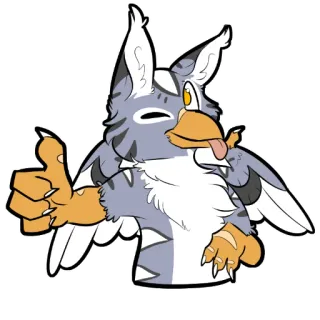 👍 grifo, grifo, polegar para cima, desenho animado, fofo, animal, ilustração telegram sticker