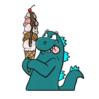 🍦 Godzilla ก็อตซิลล่า, ไอศกรีม, สัตว์ประหลาด, การ์ตูน, ของหวาน, โคนไอศกรีม telegram sticker