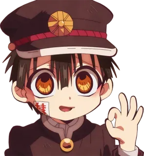 👌 Hanako Toilet-Bound Hanako-kun Anime, Manga, Personaje, Hanako-kun, Gesto OK, Uniforme escolar telegram sticker