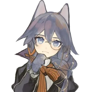 😸 Anime, Ragazza Lupo, Personaggio, Occhiali, Illustrazione, Arte telegram sticker