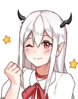 😄 gadis anime, iblis, kedipan mata, imut, ilustrasi telegram sticker