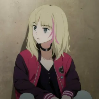 🍒 Anime, Ragazza, Bionda, Giacca, Girocollo, Cartone animato telegram sticker