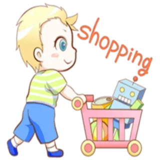 🛒 shopping Shopping, Junge, Einkaufswagen, Kind, Lebensmittel, Süß whatsapp sticker
