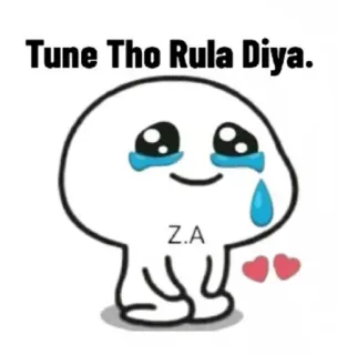 😭 Tune Tho Rula Diya. dessin animé, triste, pleurer, larmes, émotionnel, kawaii, hindi telegram sticker