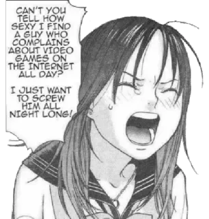 🎮 CAN'T YOU TELL HOW SEXY I FIND A GUY WHO COMPLAINS ABOUT VIDEO GAMES ON THE INTERNET ALL DAY? I JUST WANT TO SCREW HIM ALL NIGHT LONG! Anime, Grito, Internet, Videojogos, Sexy telegram sticker