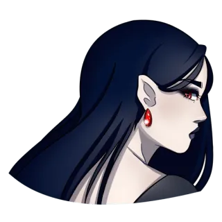 😒 vampiro, gotico, donna, orecchini, fantasy telegram sticker