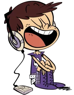 🎶 Luna Loud The Loud House dessin animé, musique, casque, Bienvenue chez les Loud, Nickelodeon, animé telegram sticker