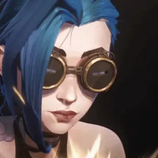 🌀 Jinx Arcane pelo azul, gafas, anime, fantasía, videojuego telegram sticker