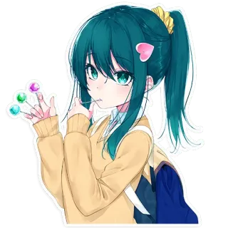 🍭 Anime, Ragazza, Lecca lecca, Carina, Kawaii, Scolara telegram sticker