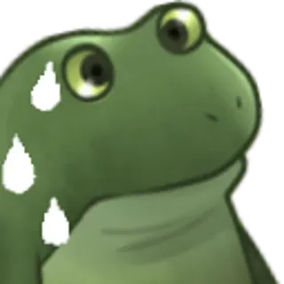 😅 frog, sad, crying, animal, green, meme telegram sticker