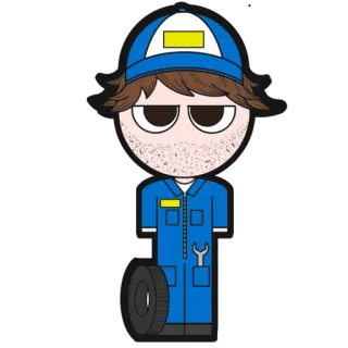 😑 mecânico, carro, pneu, desenho animado, serviço, reparação, chave inglesa telegram sticker