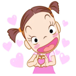 😍 Dessin animé, Fille, Coeurs, Amour, Mignon whatsapp sticker