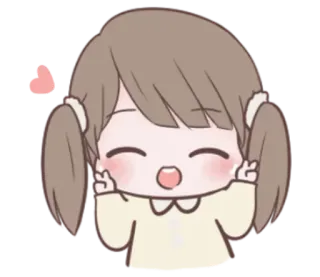 🌙 Anime, Cartoon, Schattig, Meisje, Vredesteken whatsapp sticker
