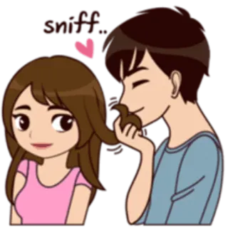 😊 Sniff couple, dessin animé, amour, romance, renifler telegram sticker