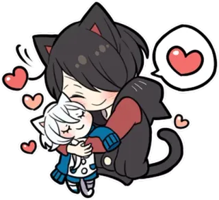 😍 cat, anime, kawaii, cute, heart, cartoon, hug telegram sticker