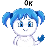 ๐ cartoon, cute, blue, character, waving telegram sticker