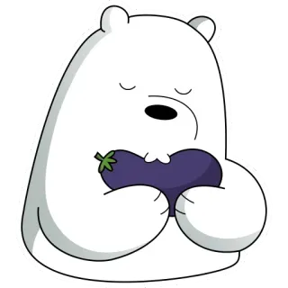 😚 Ice Bear We Bare Bears urso, desenho animado, animal, fofo, urso polar, vegetal, berinjela telegram sticker